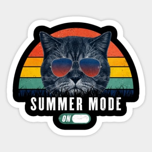 Summer mode on Retro Funny cat 80s Chill mode Gift for Cat Lover Sticker